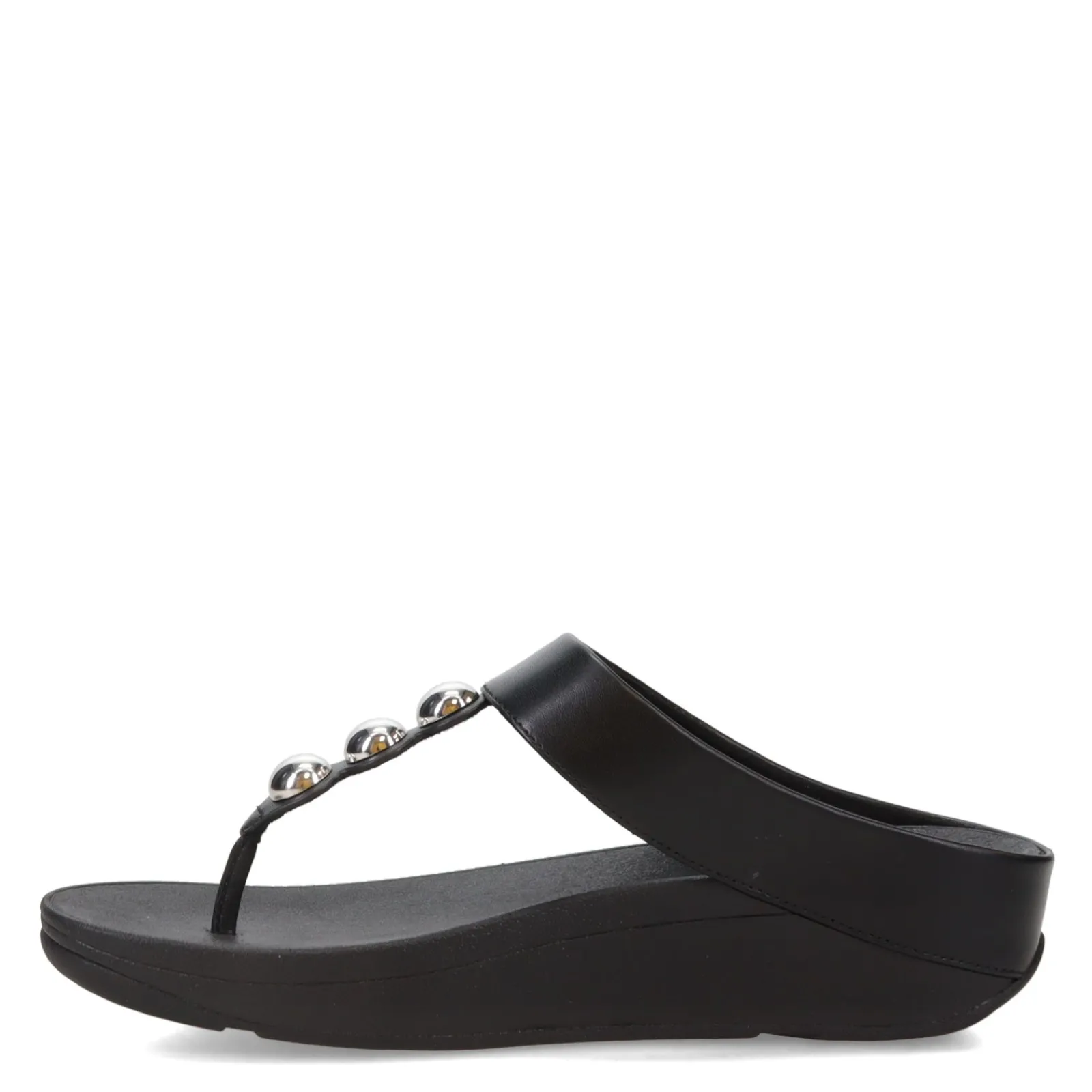 FitFlop Sandals|Women's , Fino Mirror Dome Toe-Post Sandal Black
