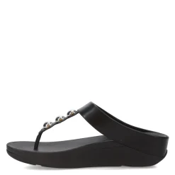 FitFlop Wedges|Women's , Fino Mirror Dome Toe-Post Sandal Black