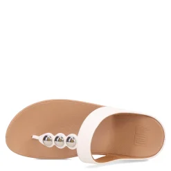 FitFlop Wedges|Women's , Fino Mirror Dome Toe-Post Sandal Urban White