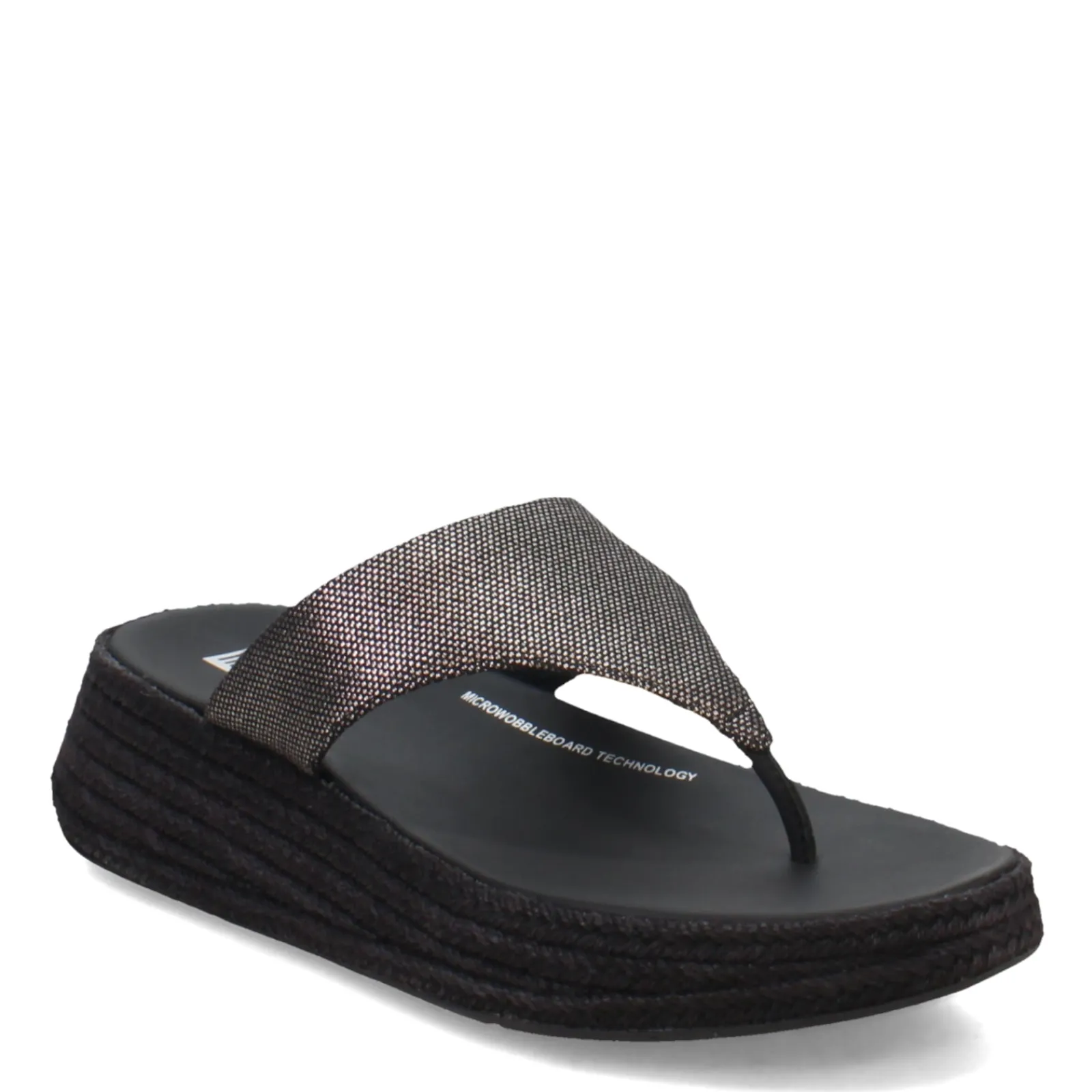 FitFlop Sandals|Women's , F-Mode Espadrille Glitz Thong Sandal Black
