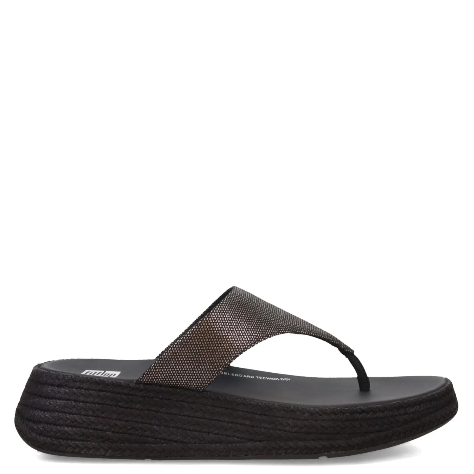 FitFlop Sandals|Women's , F-Mode Espadrille Glitz Thong Sandal Black