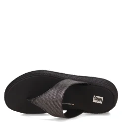 FitFlop Sandals|Women's , F-Mode Espadrille Glitz Thong Sandal Black