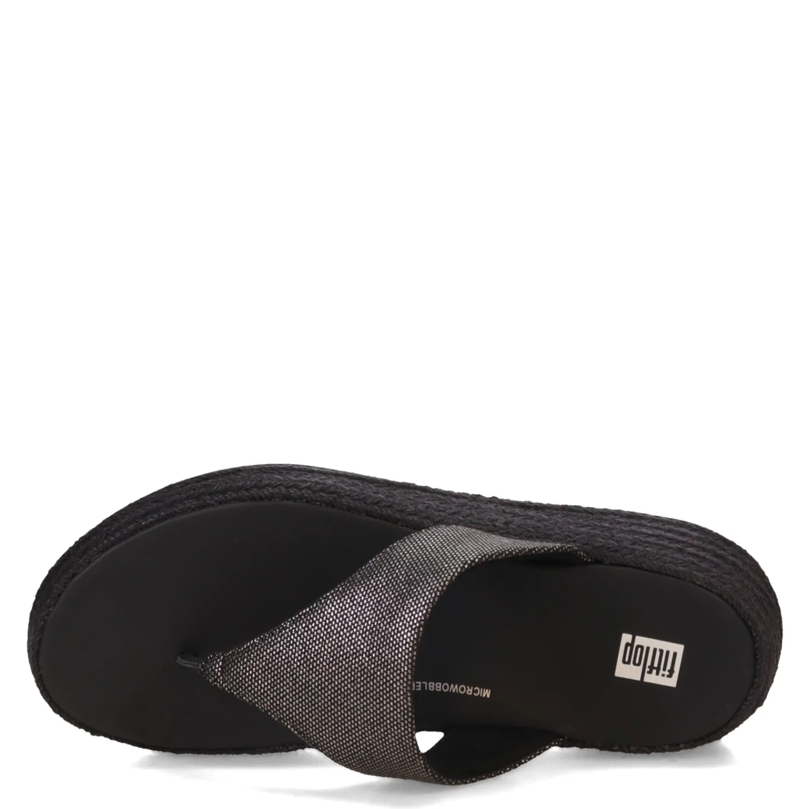 FitFlop Sandals|Women's , F-Mode Espadrille Glitz Thong Sandal Black