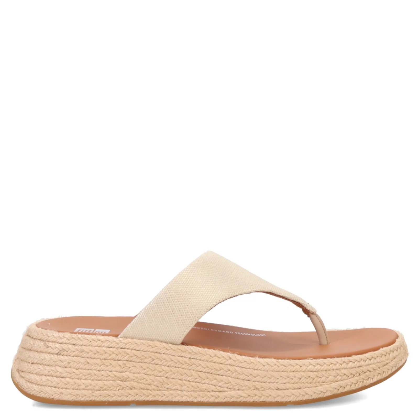FitFlop Wedges|Women's , F-Mode Espadrille Glitz Thong Sandal Ivory