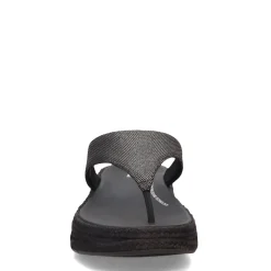 FitFlop Wedges|Women's , F-Mode Espadrille Glitz Thong Sandal Black