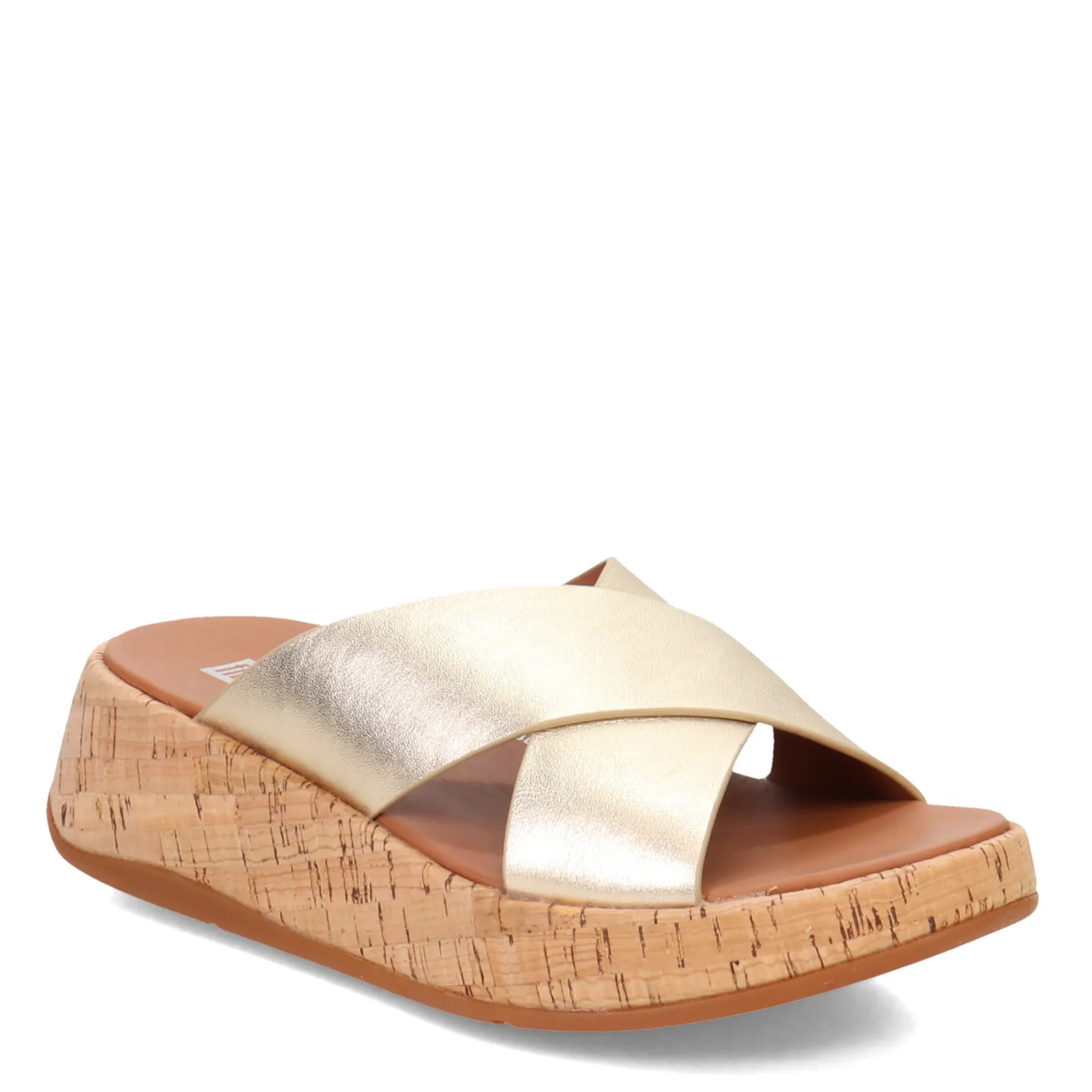 FitFlop Sandals|Women's , F-Mode Flatform Cross Slide Platinum