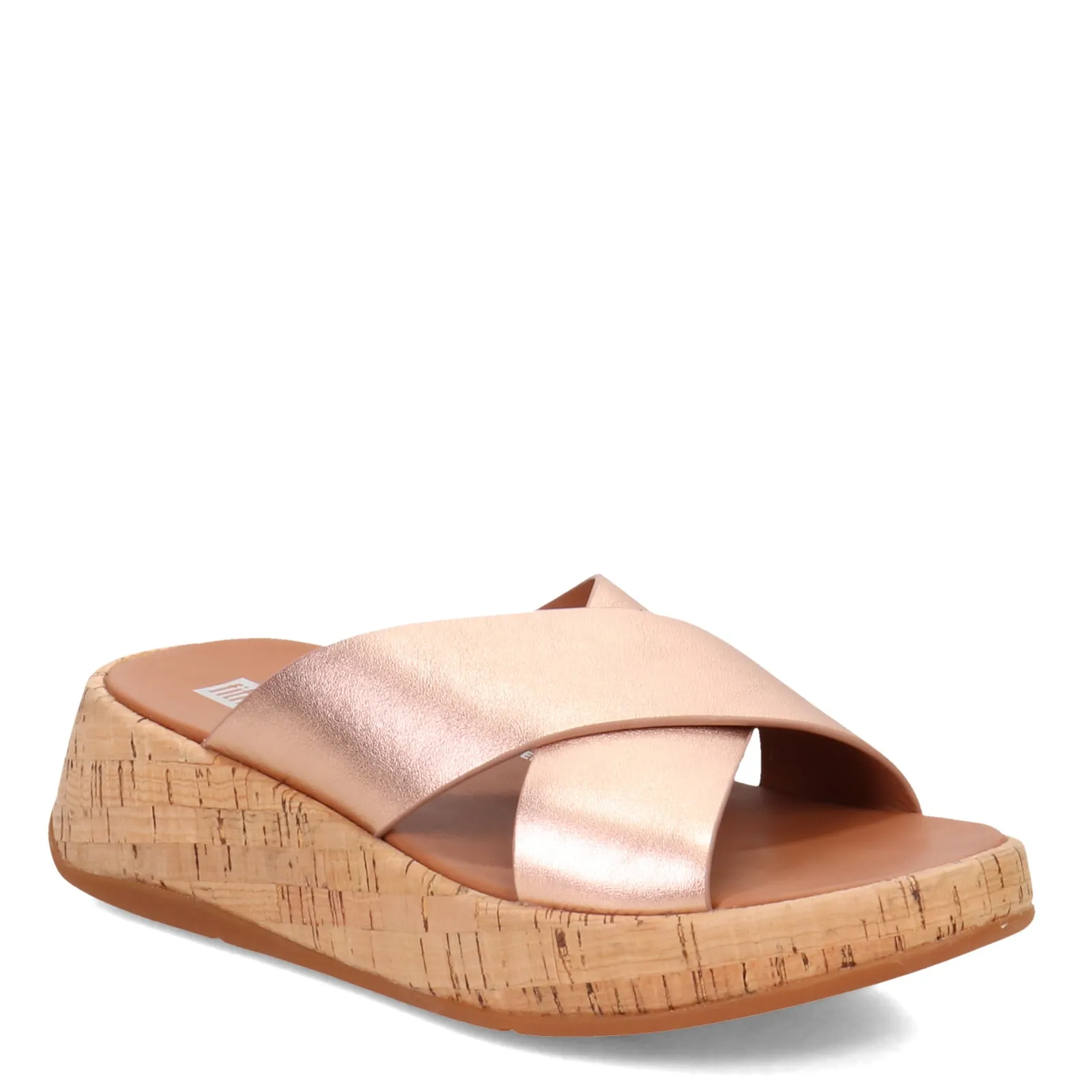 FitFlop Sandals|Women's , F-Mode Flatform Cross Slide Rose Gold