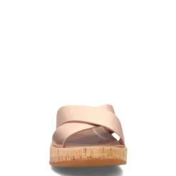 FitFlop Sandals|Women's , F-Mode Flatform Cross Slide Rose Gold