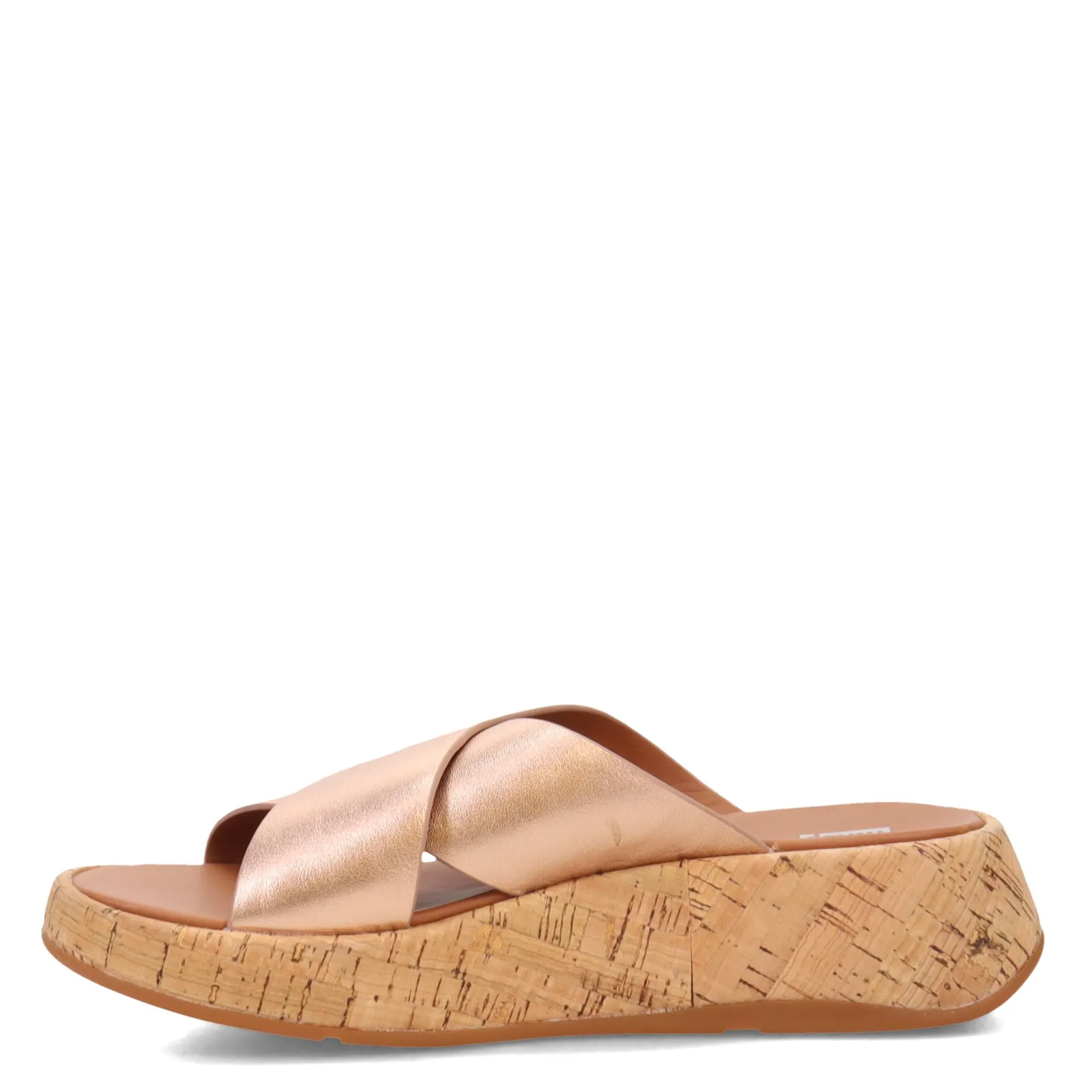 FitFlop Sandals|Women's , F-Mode Flatform Cross Slide Rose Gold