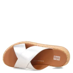 FitFlop Sandals|Women's , F-Mode Flatform Cross Slide Silver