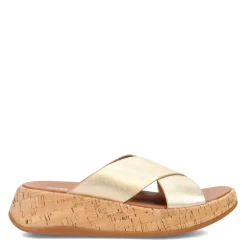 FitFlop Wedges|Women's , F-Mode Flatform Cross Slide Platinum
