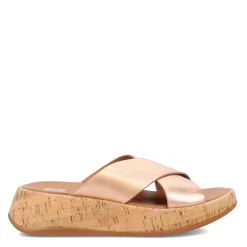 FitFlop Wedges|Women's , F-Mode Flatform Cross Slide Rose Gold