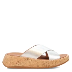 FitFlop Wedges|Women's , F-Mode Flatform Cross Slide Silver