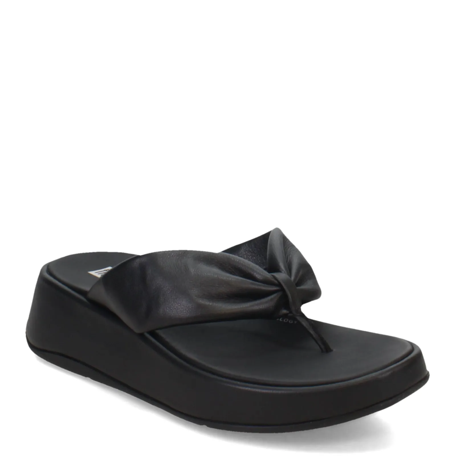FitFlop Sandals|Women's , F-Mode Leather-Twist Toe-Post Sandal Black