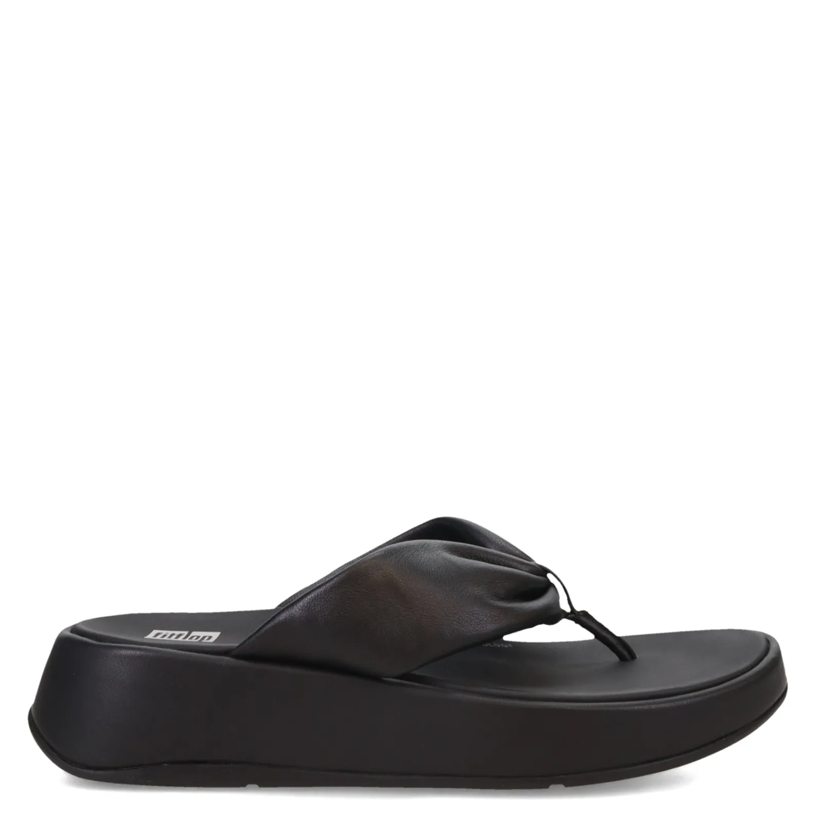 FitFlop Sandals|Women's , F-Mode Leather-Twist Toe-Post Sandal Black