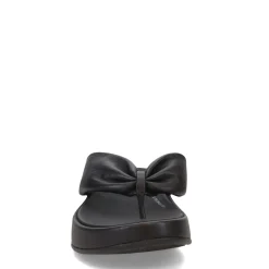 FitFlop Sandals|Women's , F-Mode Leather-Twist Toe-Post Sandal Black