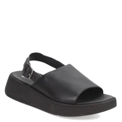 FitFlop Sandals|Women's , F-Mode Leather Flatform Back-Strap Sandal Black