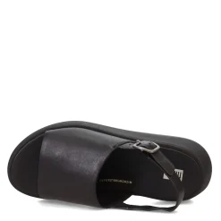 FitFlop Sandals|Women's , F-Mode Leather Flatform Back-Strap Sandal Black