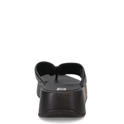 FitFlop Wedges|Women's , F-Mode Leather-Twist Toe-Post Sandal Black