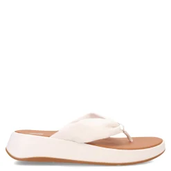 FitFlop Wedges|Women's , F-Mode Leather-Twist Toe-Post Sandal Urban White