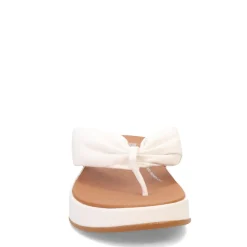 FitFlop Wedges|Women's , F-Mode Leather-Twist Toe-Post Sandal Urban White