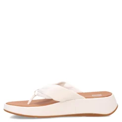 FitFlop Wedges|Women's , F-Mode Leather-Twist Toe-Post Sandal Urban White