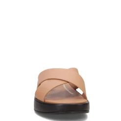 FitFlop Sandals|Women's , F-Mode Luxe Leather Flatform Cross Slide Tan