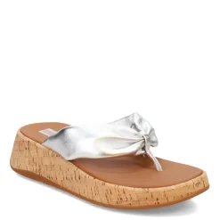 FitFlop Wedges|Women's , F-Mode Twist Flatform Thong Sandal Silver