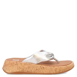 FitFlop Wedges|Women's , F-Mode Twist Flatform Thong Sandal Silver