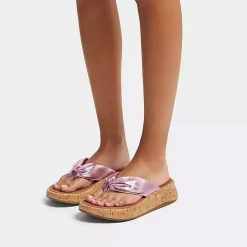 FitFlop Wedges|Women's , F-Mode Twist Flatform Thong Sandal Metallic Wild Lilac