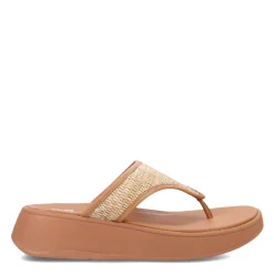 FitFlop Wedges|Women's , F-Mode Woven Flatform Toe Post Sandal Tan
