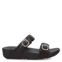 FitFlop Wedges|Women's , Lulu Adjustable Buckle Slide Sandal Black