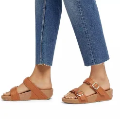 FitFlop Wedges|Women's , Lulu Adjustable Buckle Slide Sandal Light Tan