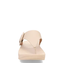 FitFlop Wedges|Women's , Lulu Covered Buckle Thong Sandal Beige