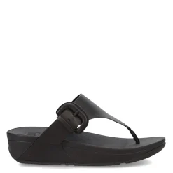 FitFlop Wedges|Women's , Lulu Covered Buckle Thong Sandal Black