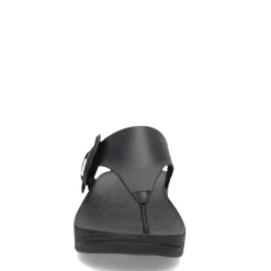 FitFlop Wedges|Women's , Lulu Covered Buckle Thong Sandal Black