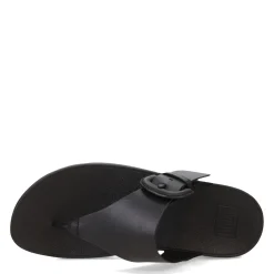 FitFlop Wedges|Women's , Lulu Covered Buckle Thong Sandal Black