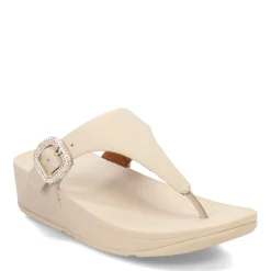 FitFlop Wedges|Women's , Lulu Crystal Buckle Thong Sandal Beige
