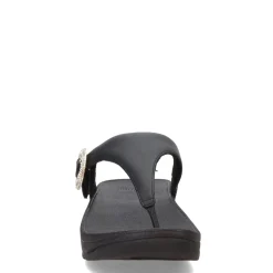 FitFlop Wedges|Women's , Lulu Crystal Buckle Thong Sandal Black