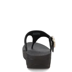FitFlop Wedges|Women's , Lulu Crystal Buckle Thong Sandal Black