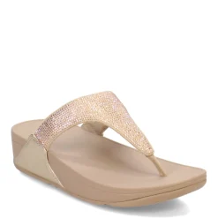 FitFlop Wedges|Women's , Lulu Crystal Thong Sandal Latte Beige