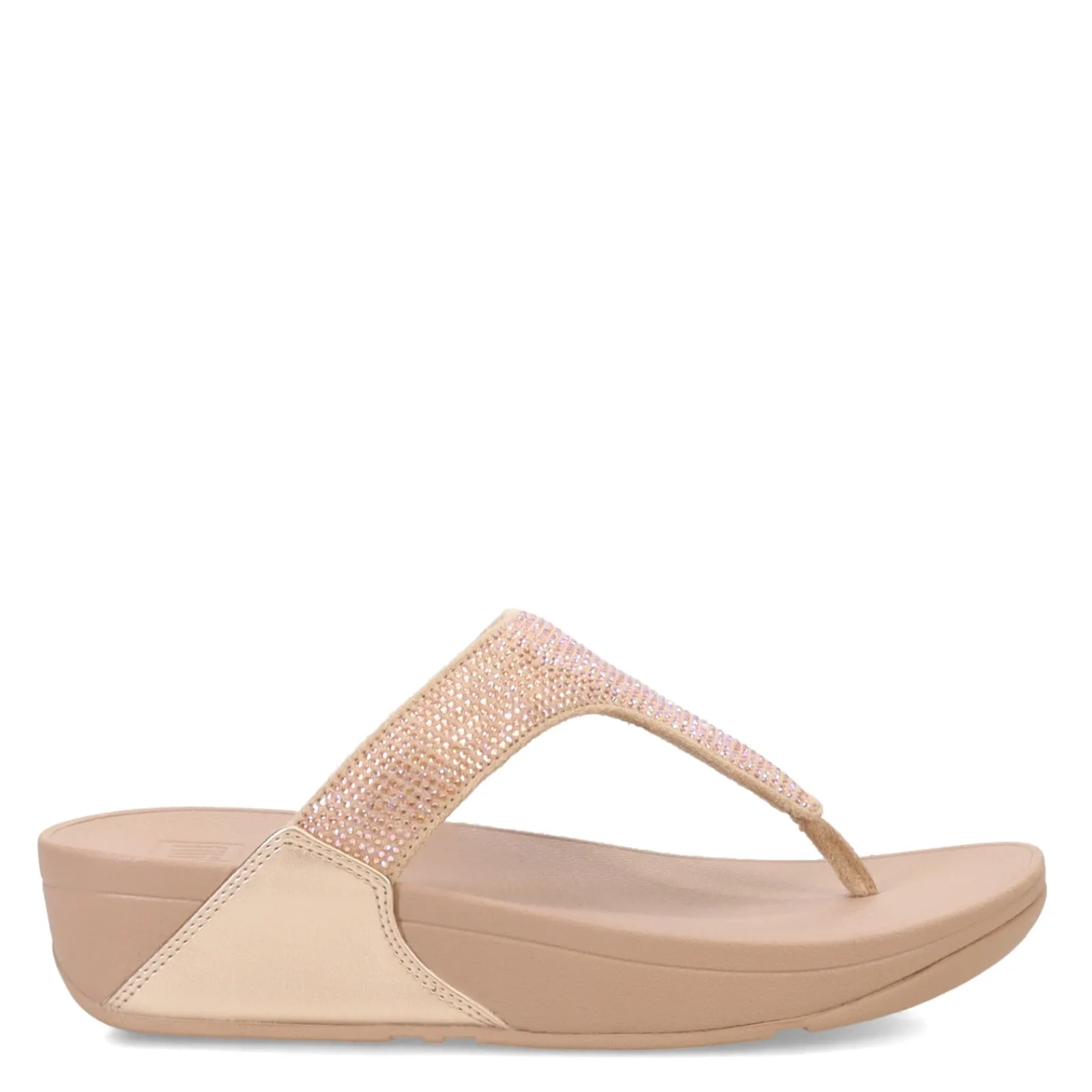 FitFlop Wedges|Women's , Lulu Crystal Thong Sandal Latte Beige