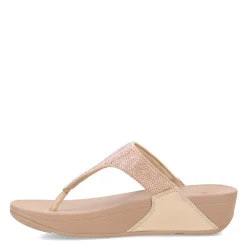 FitFlop Wedges|Women's , Lulu Crystal Thong Sandal Latte Beige