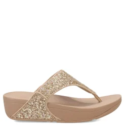 FitFlop Wedges|Women's , Lulu Glitter Thong Sandal Latte Beige