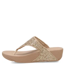 FitFlop Wedges|Women's , Lulu Glitter Thong Sandal Latte Beige