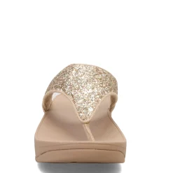 FitFlop Wedges|Women's , Lulu Glitter Thong Sandal Latte Beige