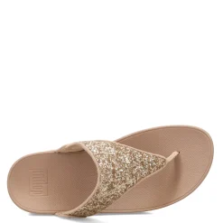 FitFlop Wedges|Women's , Lulu Glitter Thong Sandal Latte Beige