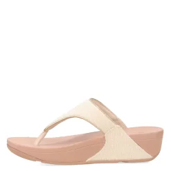 FitFlop Sandals|Women's , Lulu Shimmerweave Thong Sandal Beige
