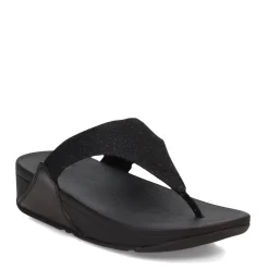 FitFlop Wedges|Women's , Lulu Shimmerlux Thong Sandal Black