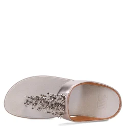 FitFlop Sandals|Women's , Rumba Beaded Metallic Toe-Post Sandal Pewter